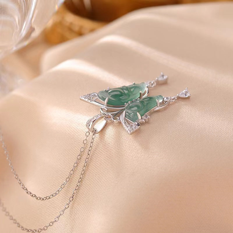 Natural Jade Necklace sold With Butterfly Pendant For Men And Women