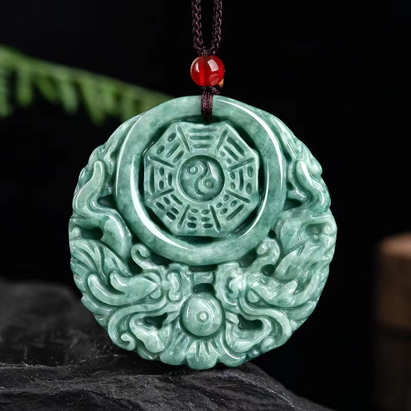 八卦翡翠ペンダント - 双龍 - A級翡翠 – FengshuiGallary