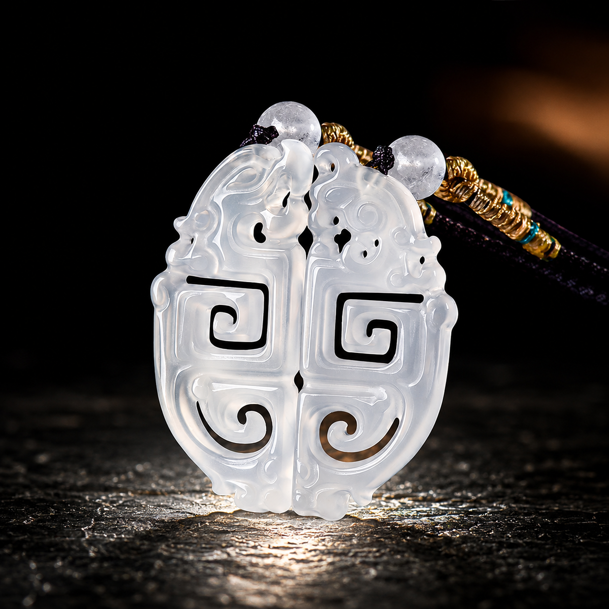 The Eternal Bond: Yin & Yang White Agate Dragon & Phoenix Pendants