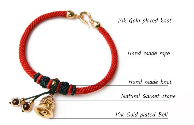 14K Gold Red String Bracelet