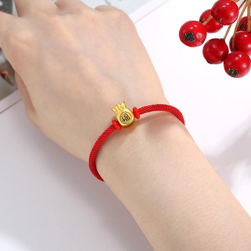 Feng Shui Gold Money Bag Red Rope Wealth Bracelet