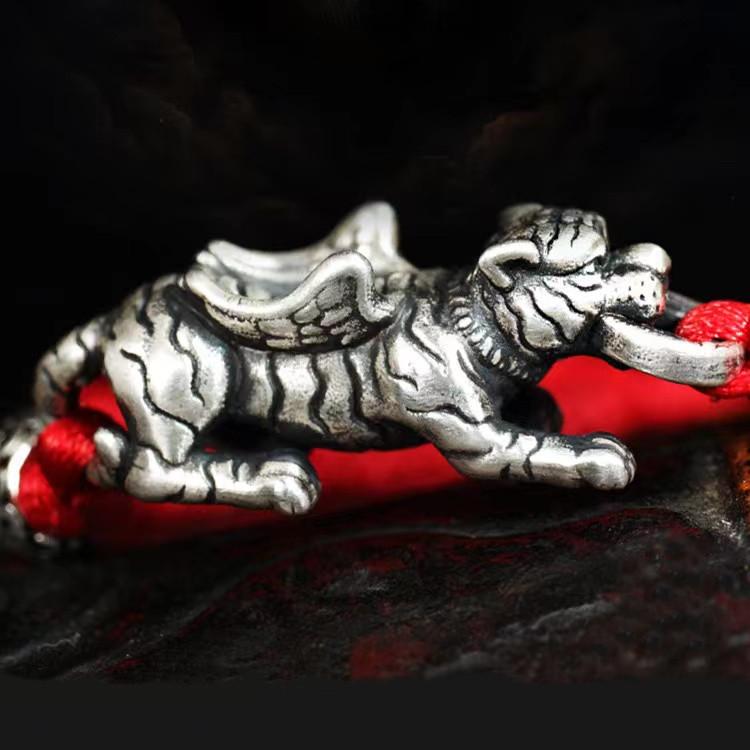 Fengshui Tiger Bracelet-Wealth Coin 925 Silver Red String