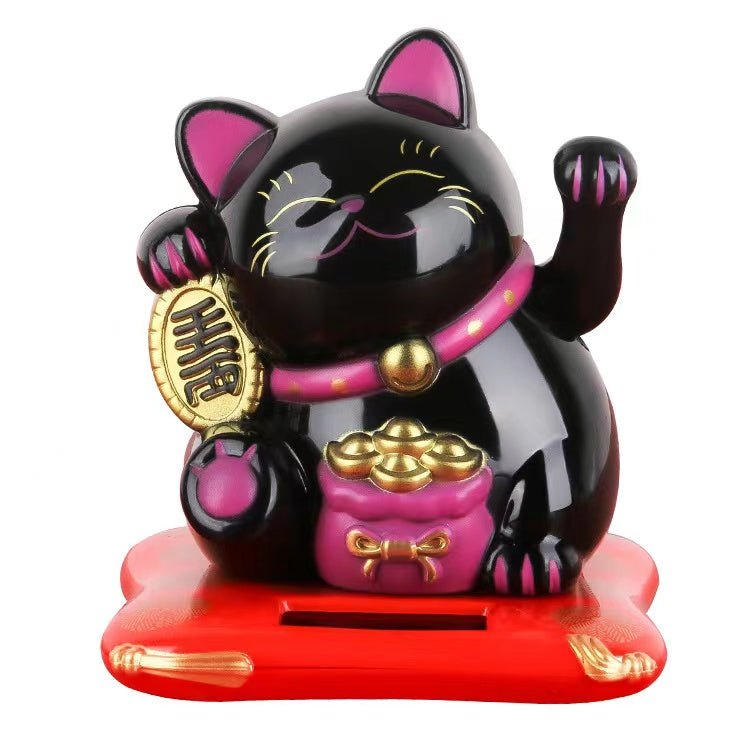 Lucky cat - Maneki Neko - Waving cat - solar - oval socket - 10 cm 