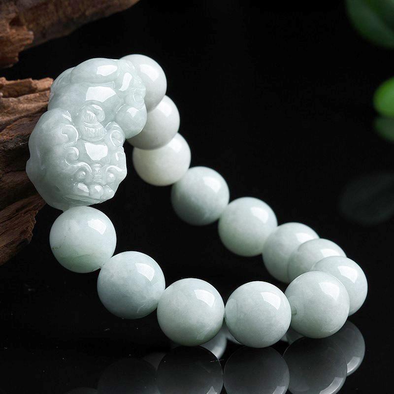 FengshuiGallary Natural White Jade Pixiu Wealth Bracelet