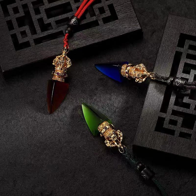 Tibetan Vajra Glaze Protection Amulet Pendant