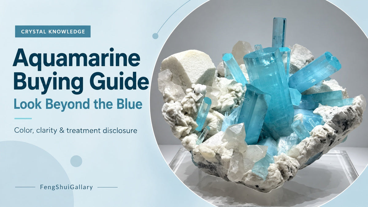 Aquamarine Buying Guide: Look Beyond the Blue, with a blue crystal specimen on a white matrix
