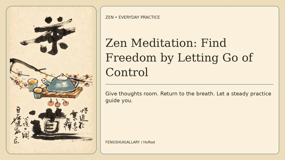 Zen meditation and letting go of control, with traditional tea artwork