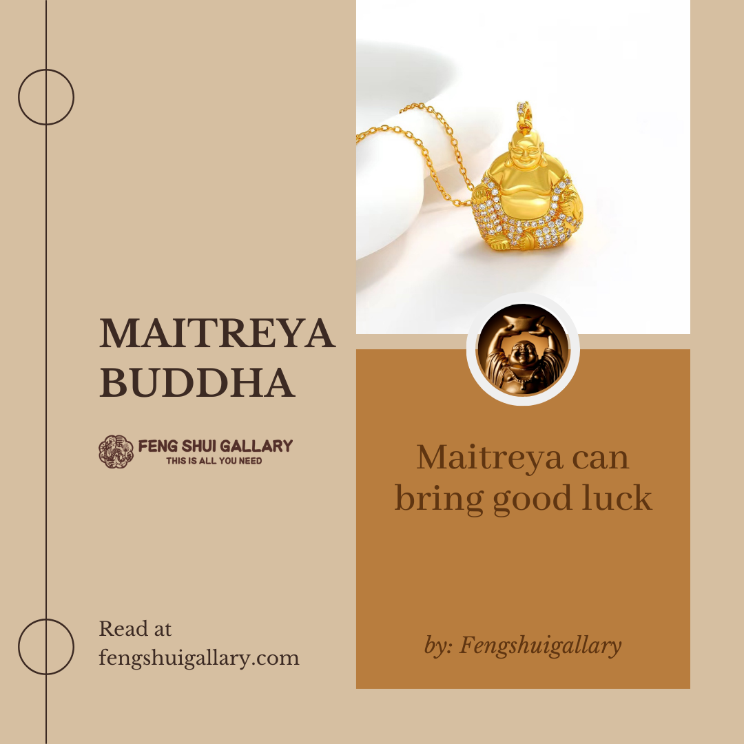 Gold Maitreya Buddha pendant representing happiness and good fortune
