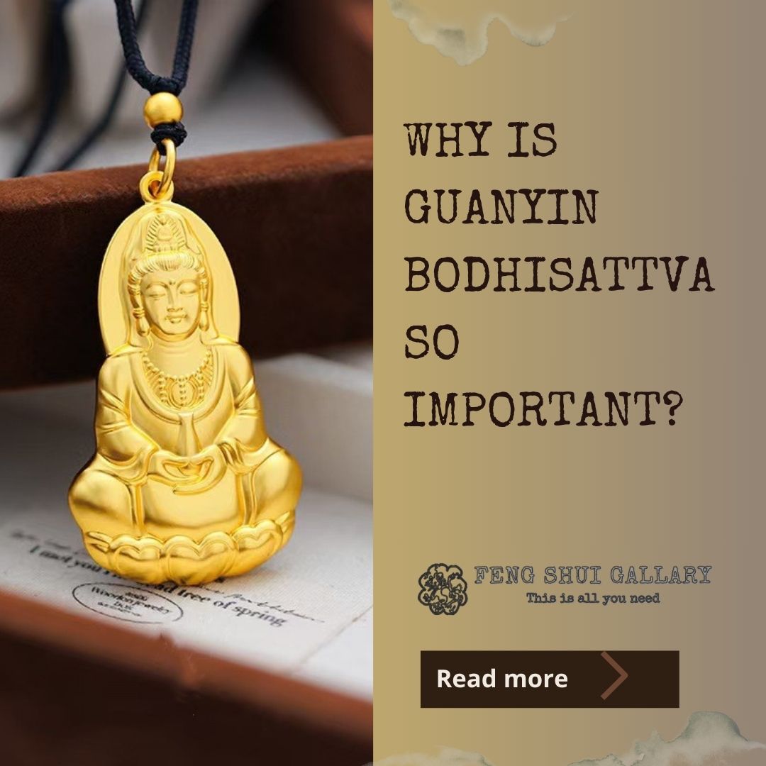 Gold Guanyin Bodhisattva pendant illustrating her importance in Buddhist compassion