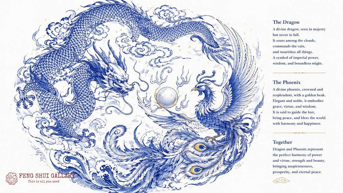 Dragon and Phoenix Bring Auspiciousness — a traditional Chinese totem meaning