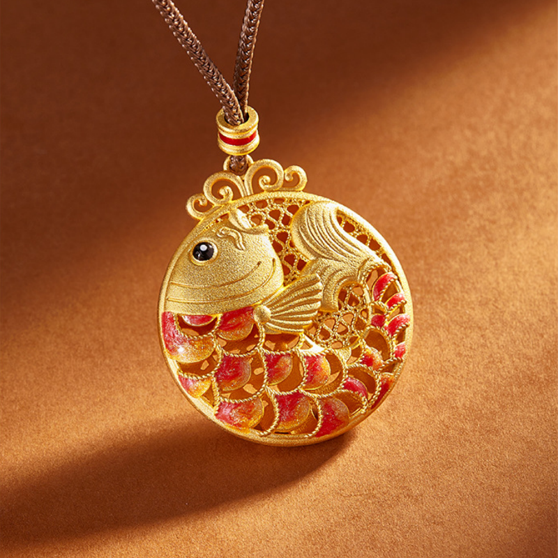 Koi Fish pendant on warm brown background
