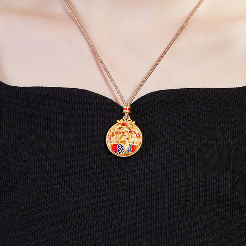Supplier model wearing phoenix necklace
