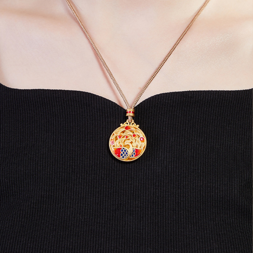Supplier model wearing phoenix necklace