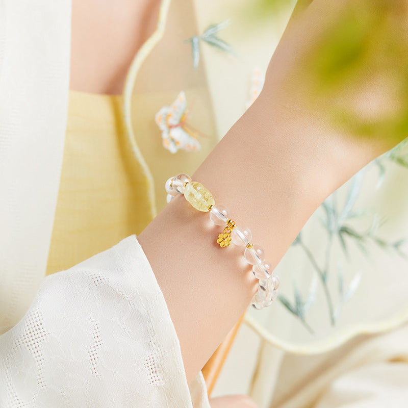 Second supplier wrist view of the lemon quartz Pixiu bracelet