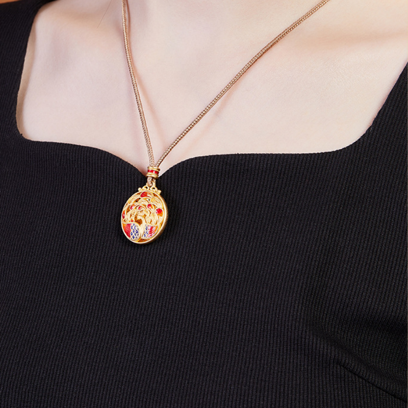 Angled model view of phoenix necklace
