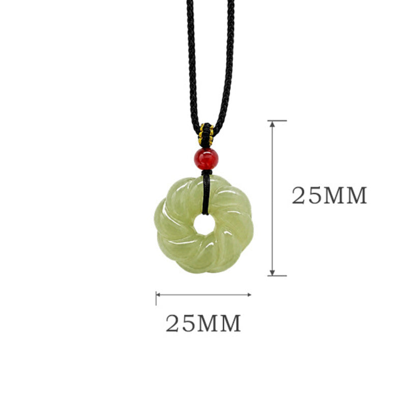 Nephrite jade twist ring pendant with 25 by 25 millimeter measurements