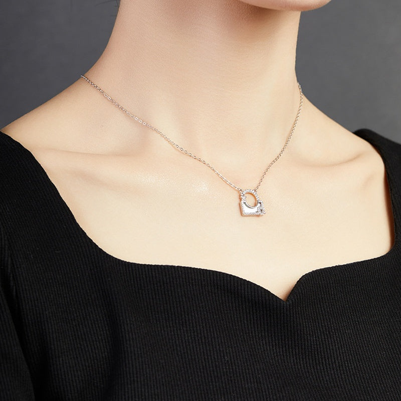 Supplier model wearing the star lock necklace at an angle