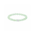 Prehnite bracelet with a silver-tone spacer on white