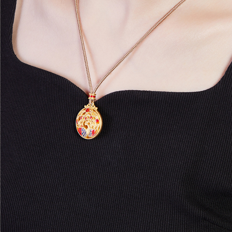 Side model view of phoenix necklace