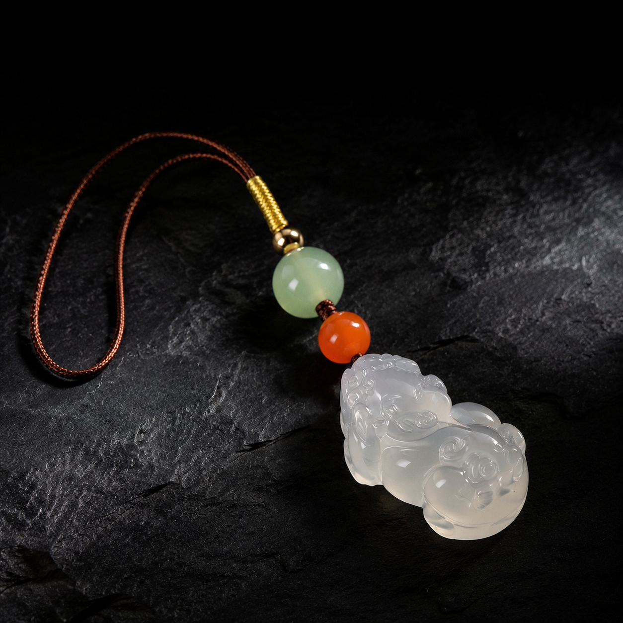 White Agate Pixiu Phone Charm-Purpose Close at Hand