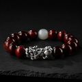 Silver Pixiu Bracelet with Rosewood & Hetian Jade-Prosperity Guardian