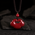 Red Cinnabar Ruyi Peace Lock Pendant Necklace-Peace Held Close