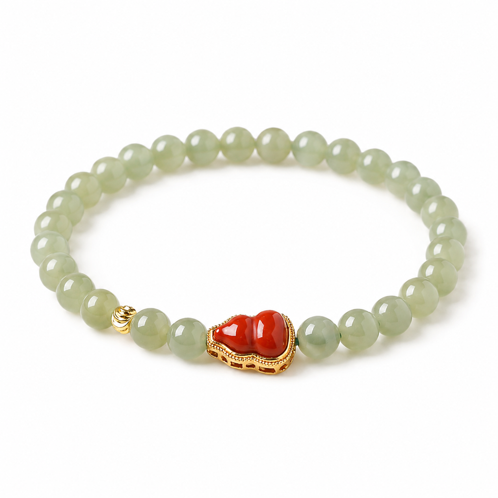 Red Agate Gourd Hetian Jade Bracelet-Gentle Momentum