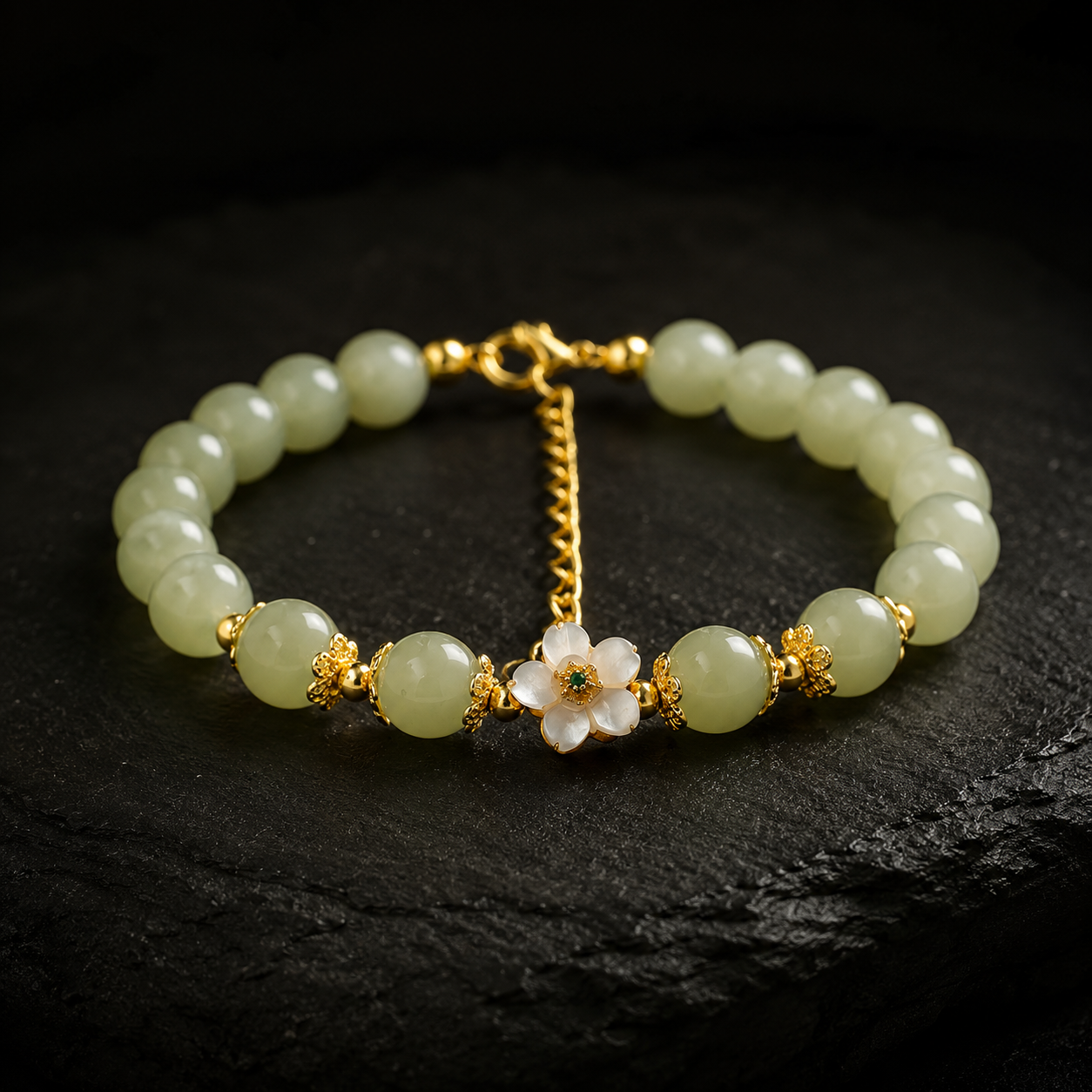 Peach Blossom Hetian Jade Bracelet-Tender Connection