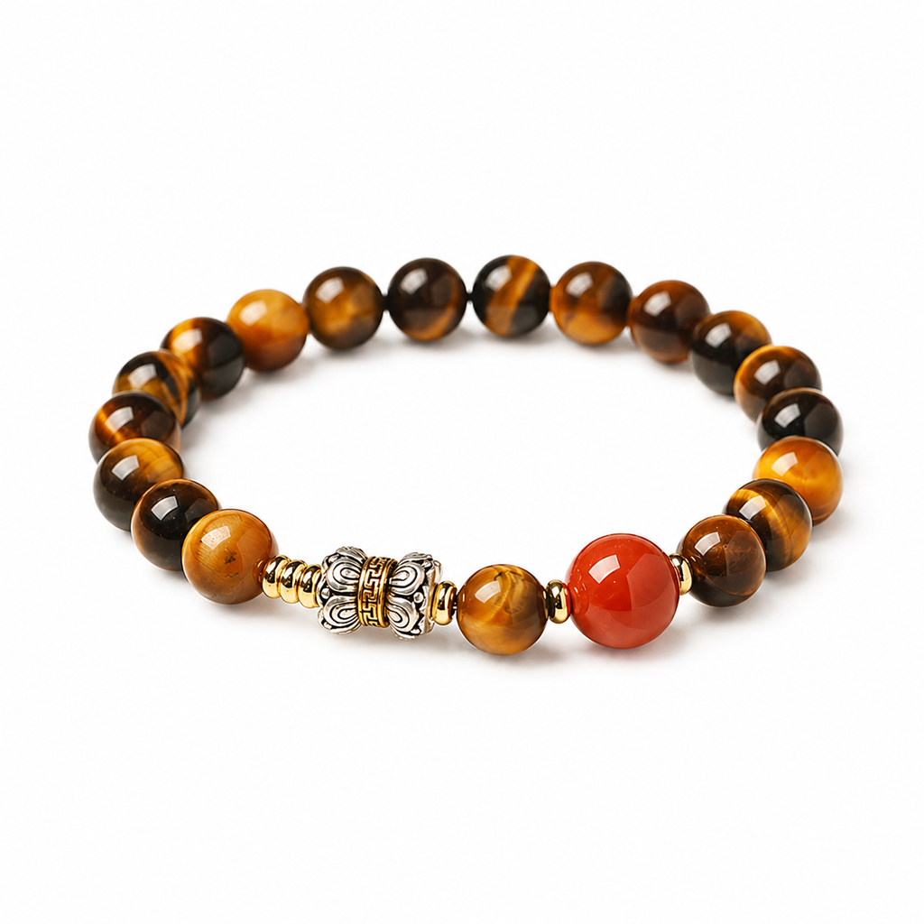 Grounded Fortune-Tiger’s Eye & Red Agate Bracelet