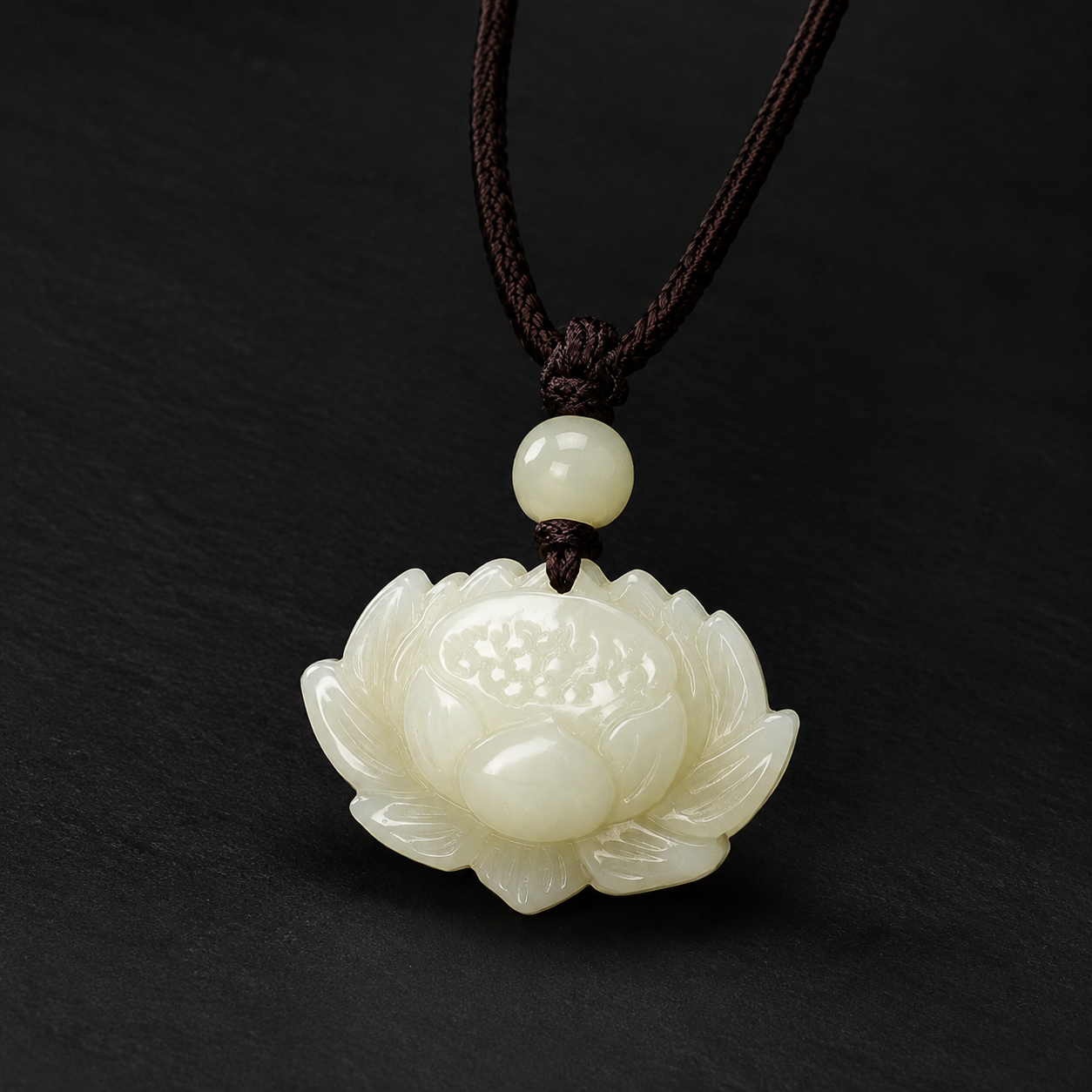 Hetian Jade Lotus Pendant Necklace-Inner Clarity