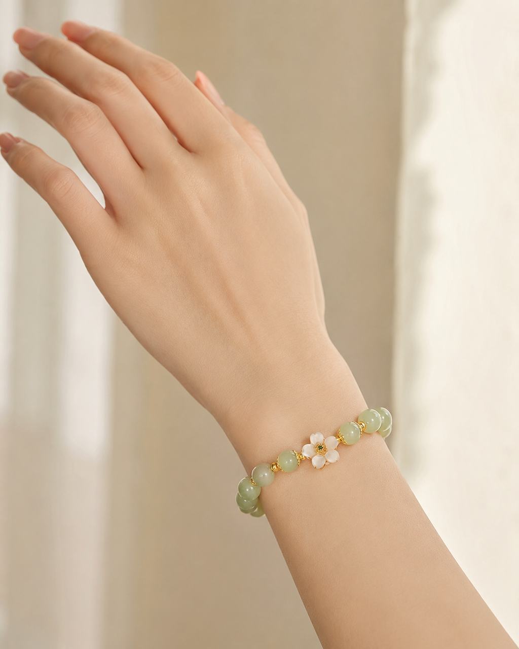 Peach Blossom Hetian Jade Bracelet-Tender Connection