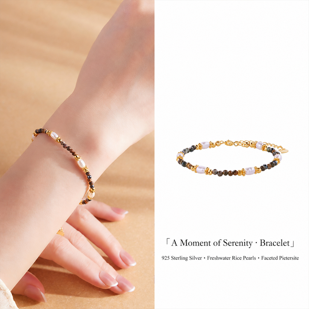 Pietersite Freshwater Pearl Bracelet-Quiet Starlight