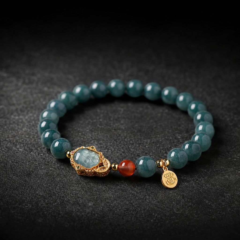 Blue Water Jadeite Pixiu Bracelet-Forward Intention