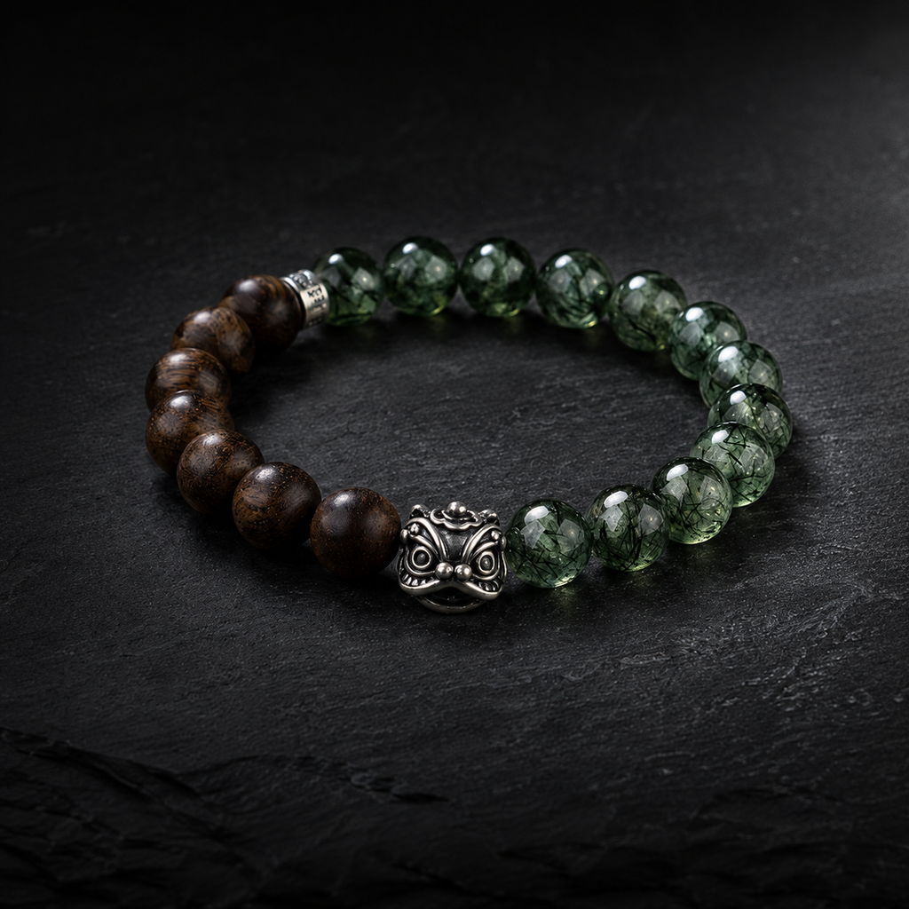Handgeschnitztes Jadeit-Kubanische-Glieder-Armband – Pfad des Wächters