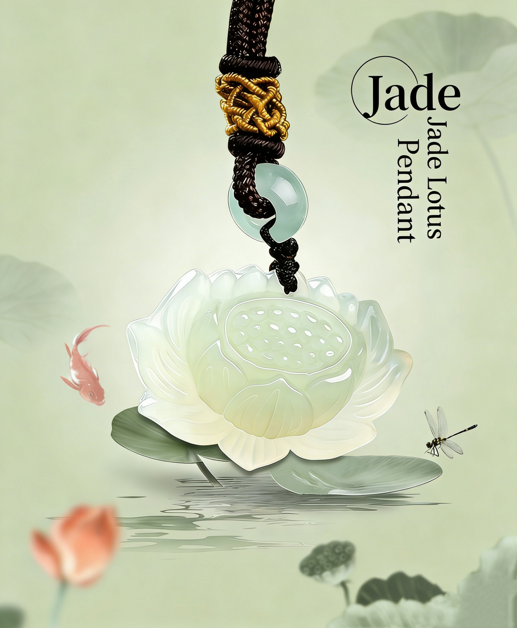 Purity Protection Lotus Hetian Jade Pendant Necklace-Symbol of Purity & Inner Peace