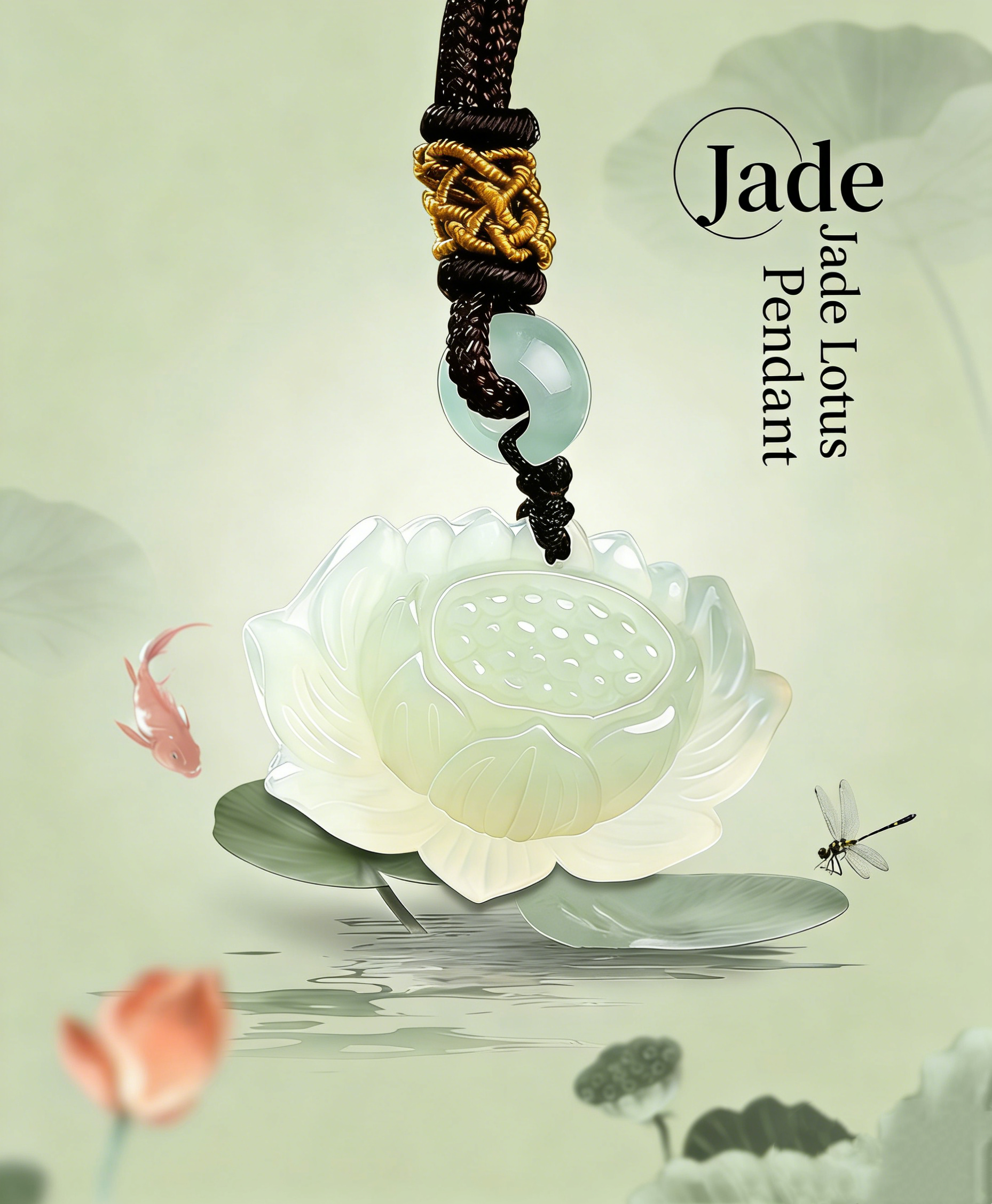Purity Protection Lotus Hetian Jade Pendant Necklace-Symbol of Purity & Inner Peace
