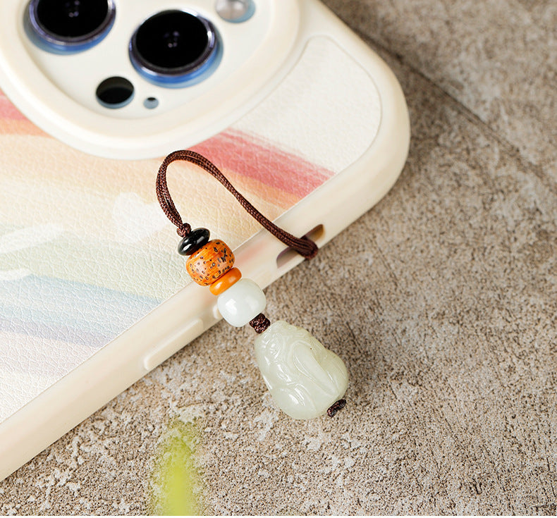 Hetian Jade Pixiu Phone Charm & Auto Keychain-Fortune Close at Hand