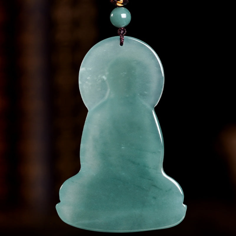 Infinite Light: Amitabha Buddha Jade Pendant-Peace, Compassion & Safe Journey detail view