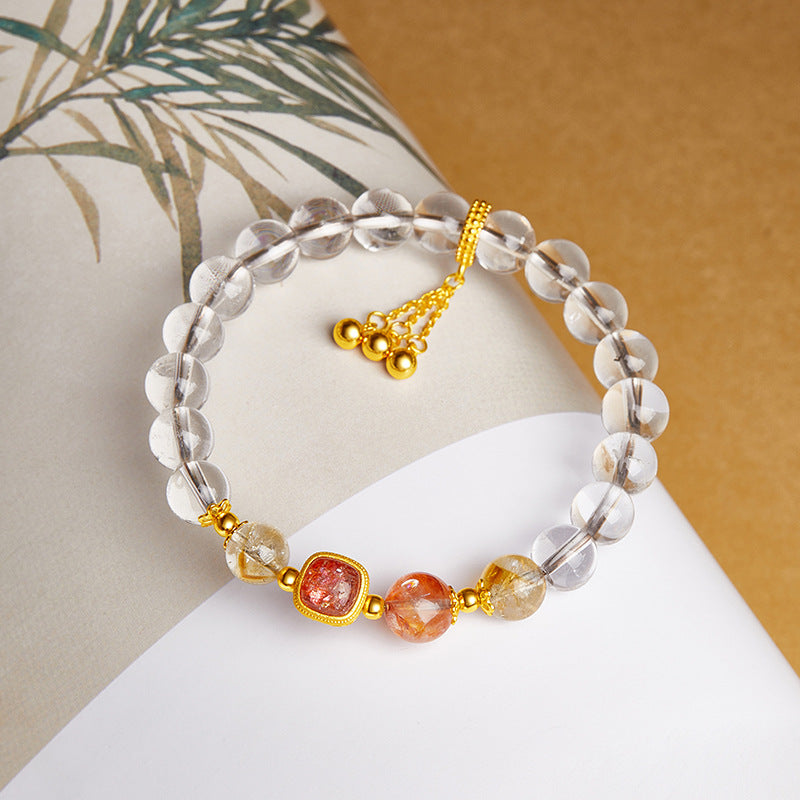 Red Flower Quartz Clear Quartz Bracelet-Inner Radiance