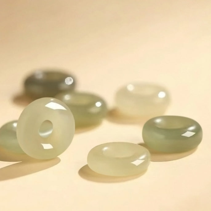 Lotus Nephrite Jade Peace Disc Necklace-Purity and Grace