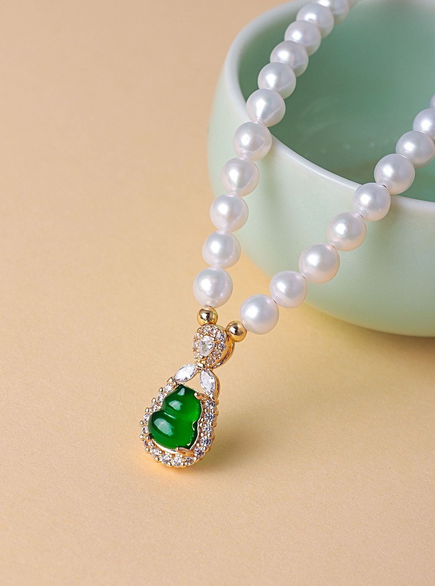 Fortune & Blessing Gourd Pearl Necklace – A Gift of Love, Luck & Prosperity