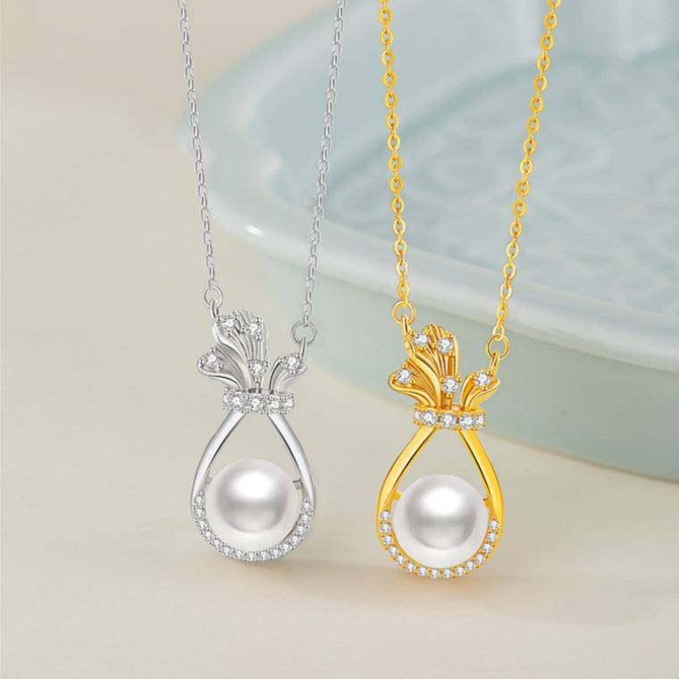 Fortune Bag Freshwater Pearl Necklace-Blessings to Share