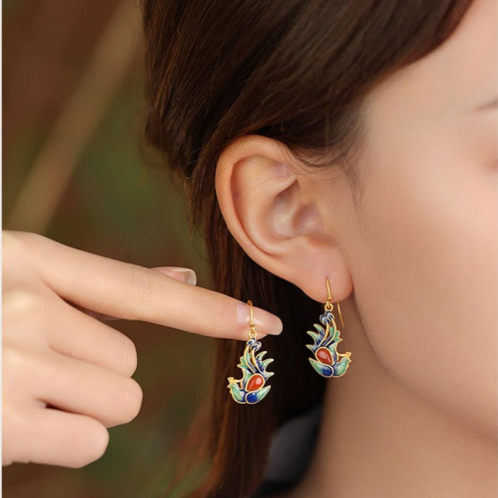 Phoenix Red Agate Drop Earrings-Grace in Full Color