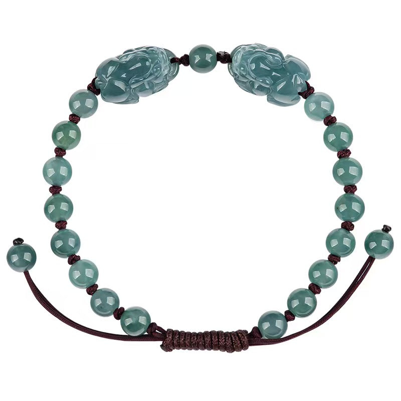 Ice Jade Double Pixiu Bracelet-Attract Luck