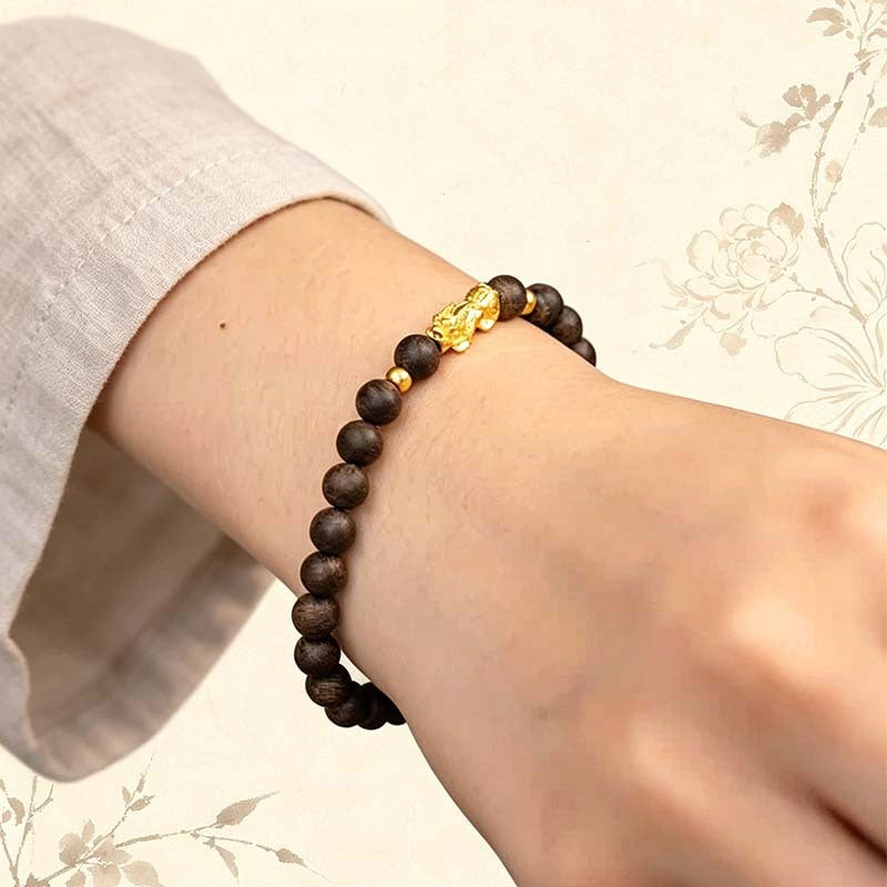 Calm & Prosperity-Pixiu Agarwood Bead Bracelet
