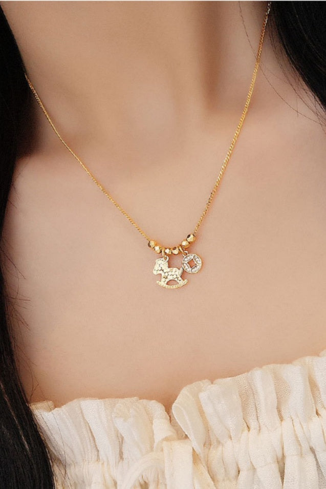 Gold Horse Pendant Necklace – “Wealth Arrives Swiftly” 2026 Lucky Charm