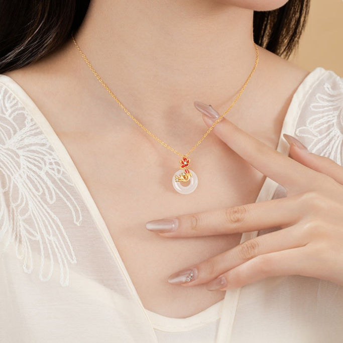 Peace & Good Fortune-Koi Fish Chalcedony Necklace