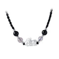 Pixiu Obsidian and Red Agate Braided Couple Necklace Set-Good Fortune Ahead
