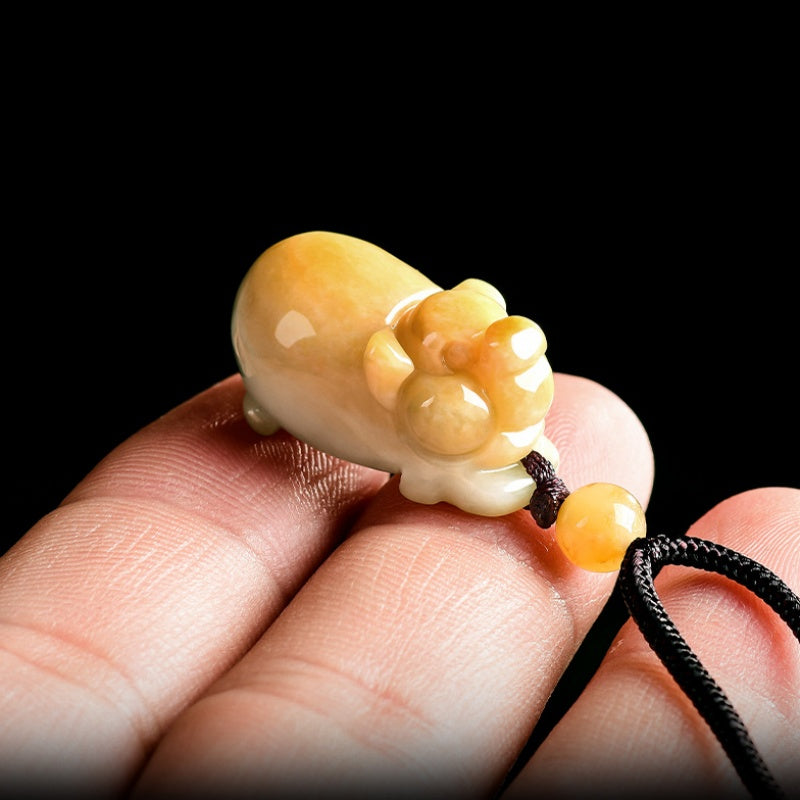 Fortune Blessing Golden Pig Jade Pendant Necklace– Symbol of Abundance & Joy