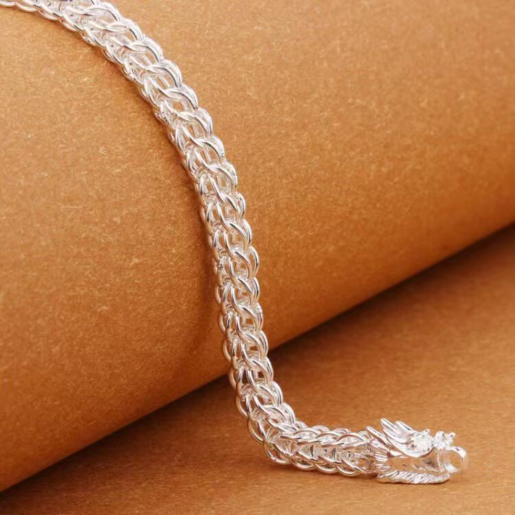 Double Dragon 999 Silver Bracelet-Attract Wealth